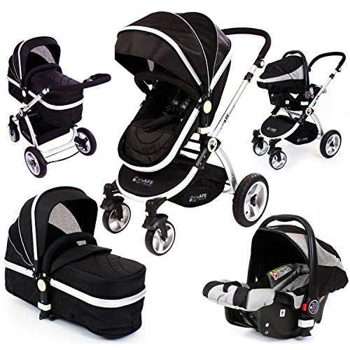 i-Safe System – Black Trio Travel System Pram & Luxury Stroller 3 in 1 Complete With Car Seat i-Safe System – Black Trio Travel System Pram & Luxury Stroller 3 in 1 Complete With Car Seat