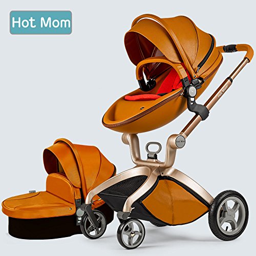 Hot Mom Pushchair 2016, 3 in 1 Baby Stroller Travel System With Bassinet Brown (black)