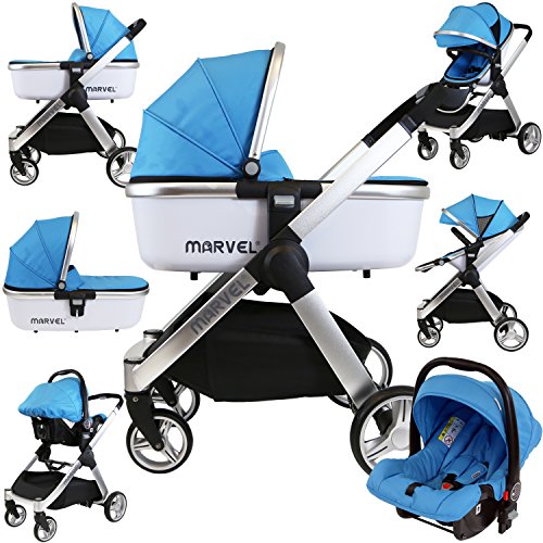 iSafe Marvel 3in1 Travel System Includes Car Seat & Carrycot (Ocean Pearl)