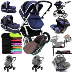 i-Safe System – Navy Trio Travel System Pram & Luxury Stroller 3 in 1 Complete With Car Seat + Footmuff + Carseat Footmuff + RainCovers i-Safe System – Navy Trio Travel System Pram & Luxury Stroller 3 in 1 Complete With Car Seat + Footmuff + Carseat Footmuff + RainCovers