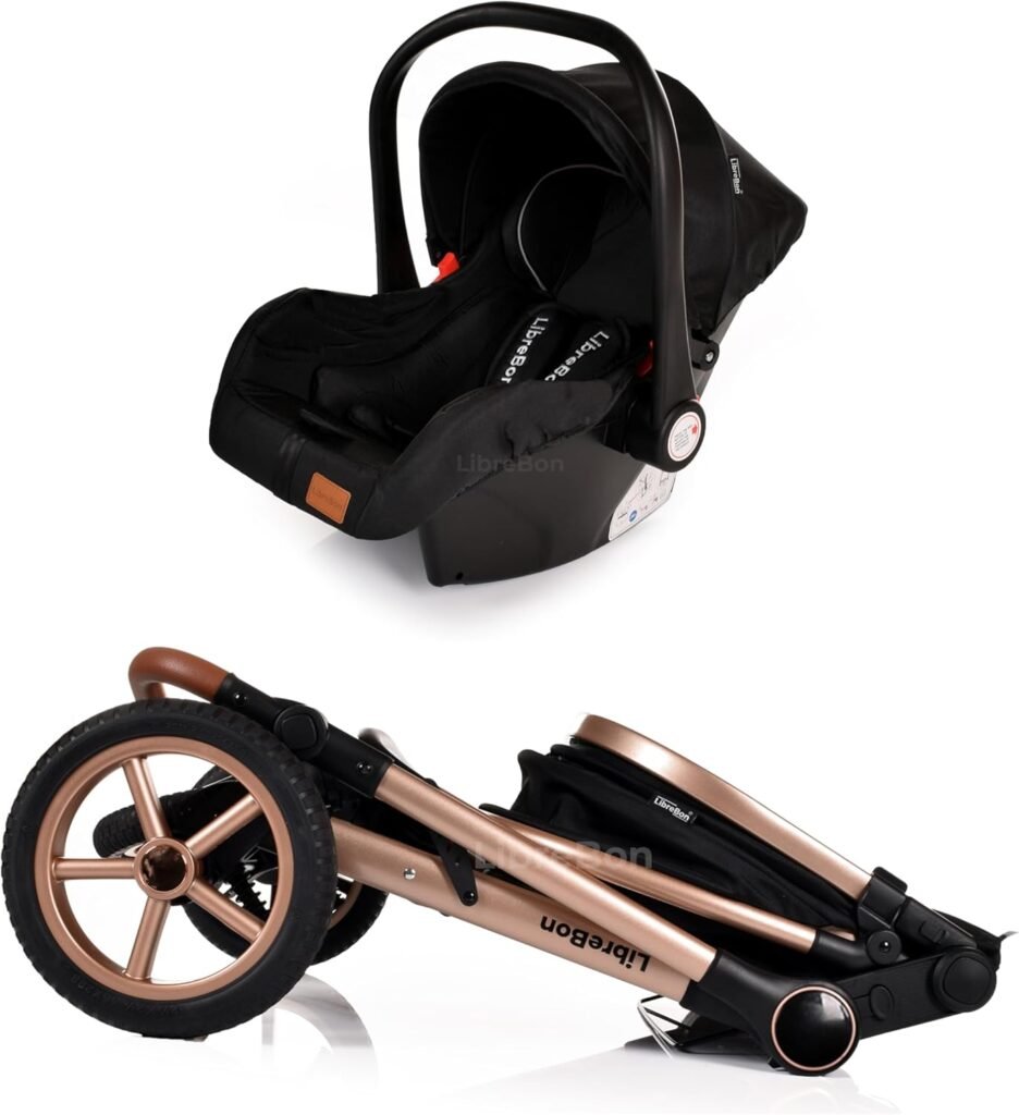 Baby Buggy Pram Pushchair Stroller 3 in 1 Child Lightweight Folding Stroller 3 in 1 Travel System Pram for Newborns Toddlerss from Birth (Blue Gold) Baby Buggy Pram Pushchair Stroller 3 in 1 Child Lightweight Folding Stroller 3 in 1 Travel System Pram for Newborns Toddlerss from Birth (Blue Gold)