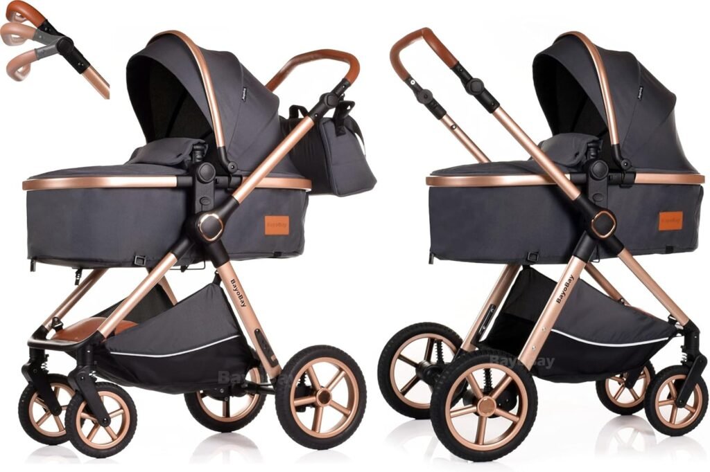 Baby Pram Pushchair Buggy Stroller 3 in 1 Child Lightweight Folding Stroller 3 in 1 Travel System Pram for Newborns Toddlers from Birth New 2026 Style LEDs, FREEBIES (BBC - Grey Silver, BBC)