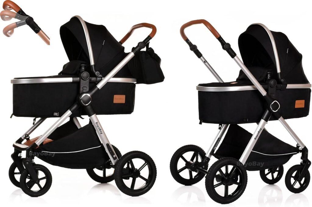 Baby Pram Pushchair Buggy Stroller 3 in 1 Child Lightweight Folding Stroller 3 in 1 Travel System Pram for Newborns Toddlers from Birth New 2026 Style LEDs, FREEBIES (BBC - Grey Silver, BBC)