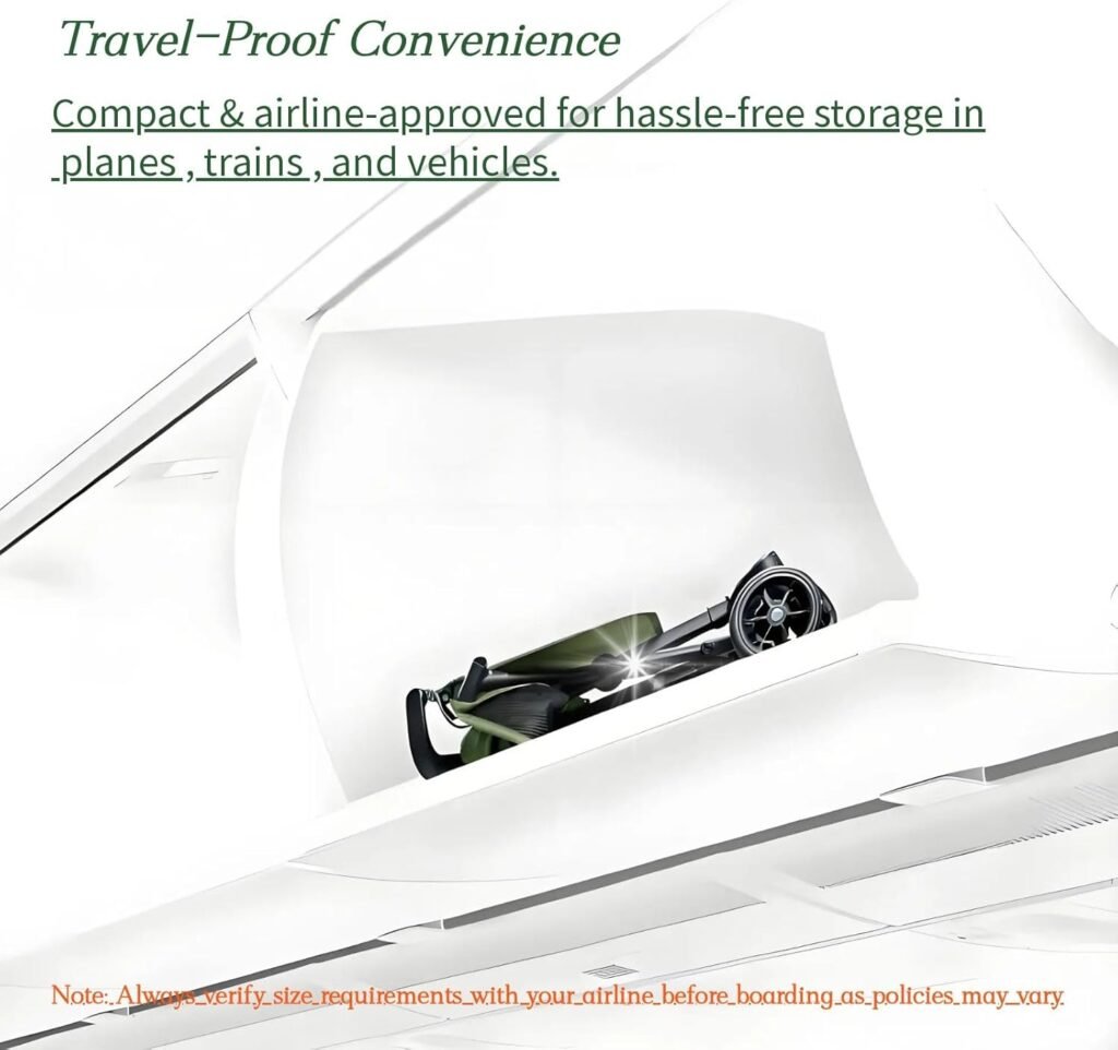 Cabin-Approved Travel Stroller 0-6Y 6.2lbs Ultra-Light Design 5-Point Safety + LED/Rain Kit Bonus XL Bag  OEM Cushion Black