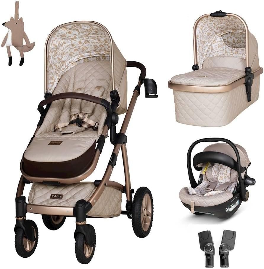 Cosatto 3 in 1 Travel System, Wow 2 - Birth to 25kg, Compact Fold  Lightweight, Inc Carrycot, Seat Unit, ADAC Tested iSize Car Seat, Adapters  Raincover (Whisper)