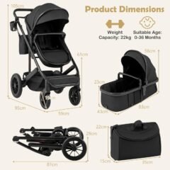 COSTWAY 3-in-1 Baby Stroller (Black) review