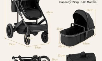 COSTWAY 3-in-1 Baby Stroller (Black) review