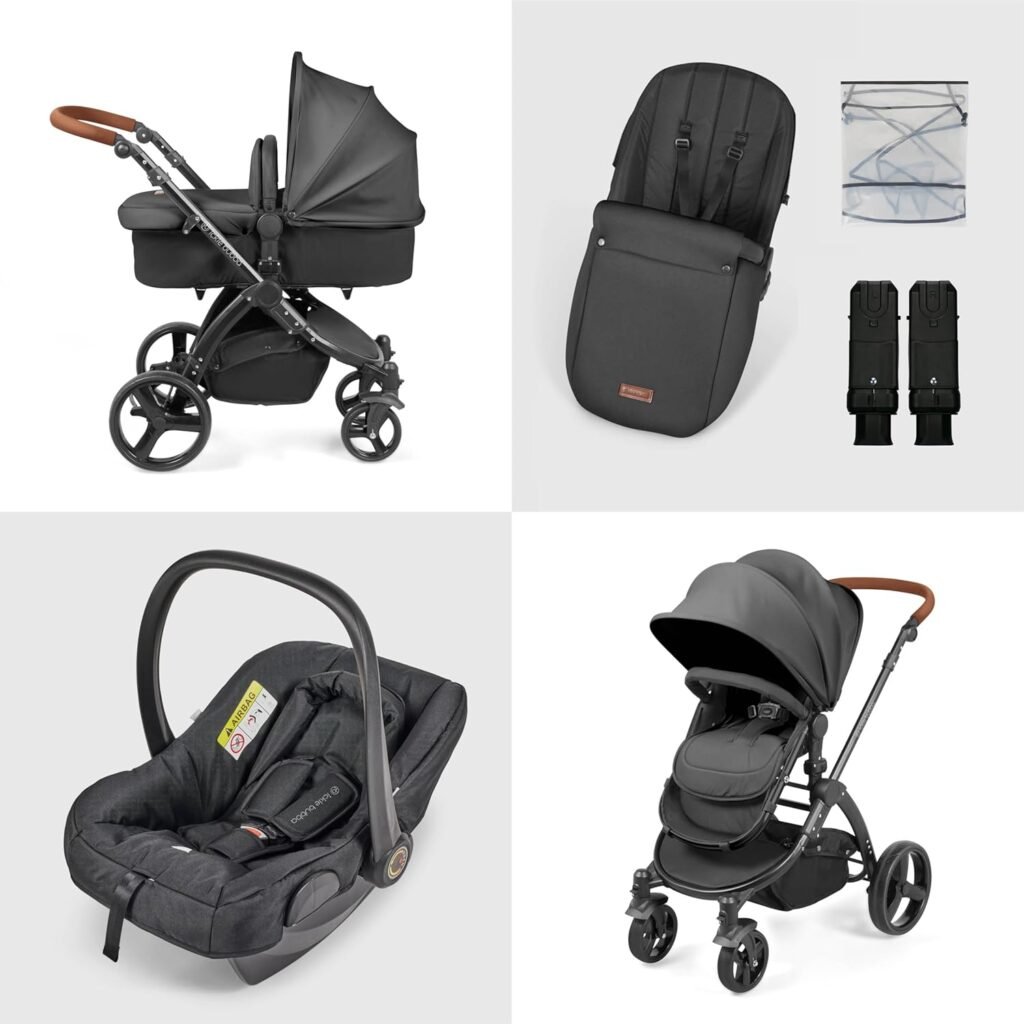 Ickle Bubba Stomp Urban 3-in-1 Travel System  Astral Car Seat – Birth to 22kgs (Approx. 4 Years), Lightweight City Pram, Carrycot  Seat Unit, Compact Fold, UPF 50+ Hood  Accessories (Sage Green)