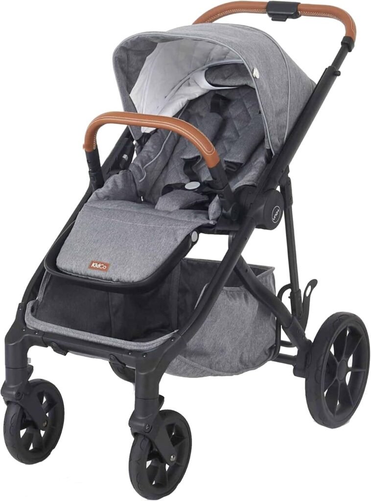 KidCo Uno+ Luxury Single to Double Newborn to Toddler Convertible Stroller Travel System, Portable  Collapsable - Pearl Grey