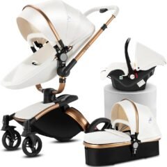 Magic ZC 3-in-1 PU Leather Pushchair (906 White-1) review