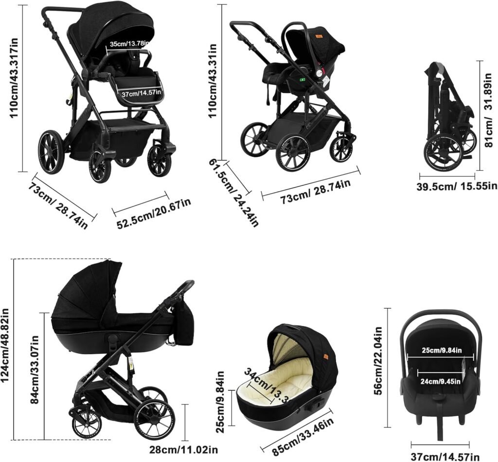 Magic ZC PU Leather 3 in 1 Pushchair Pram Travel System, Baby Stroller 3 in 1 with 360° Rotatable Seat, Newborn Infant Buggy with Aluminum Frame, Toddler Carriage with One-Click Folding (906 White-1) Magic ZC PU Leather 3 in 1 Pushchair Pram Travel System, Baby Stroller 3 in 1 with 360° Rotatable Seat, Newborn Infant Buggy with Aluminum Frame, Toddler Carriage with One-Click Folding (906 White-1)