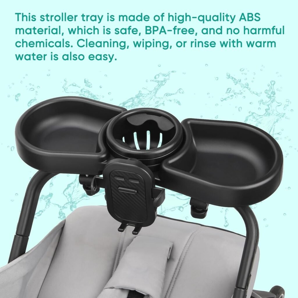 MYPIN 3 in 1 Universal Stroller Tray with Snack Cup Phone Holder, Black, Compatible with Most Strollers, Easy to Attach and Detach MYPIN 3 in 1 Universal Stroller Tray with Snack Cup Phone Holder, Black, Compatible with Most Strollers, Easy to Attach and Detach