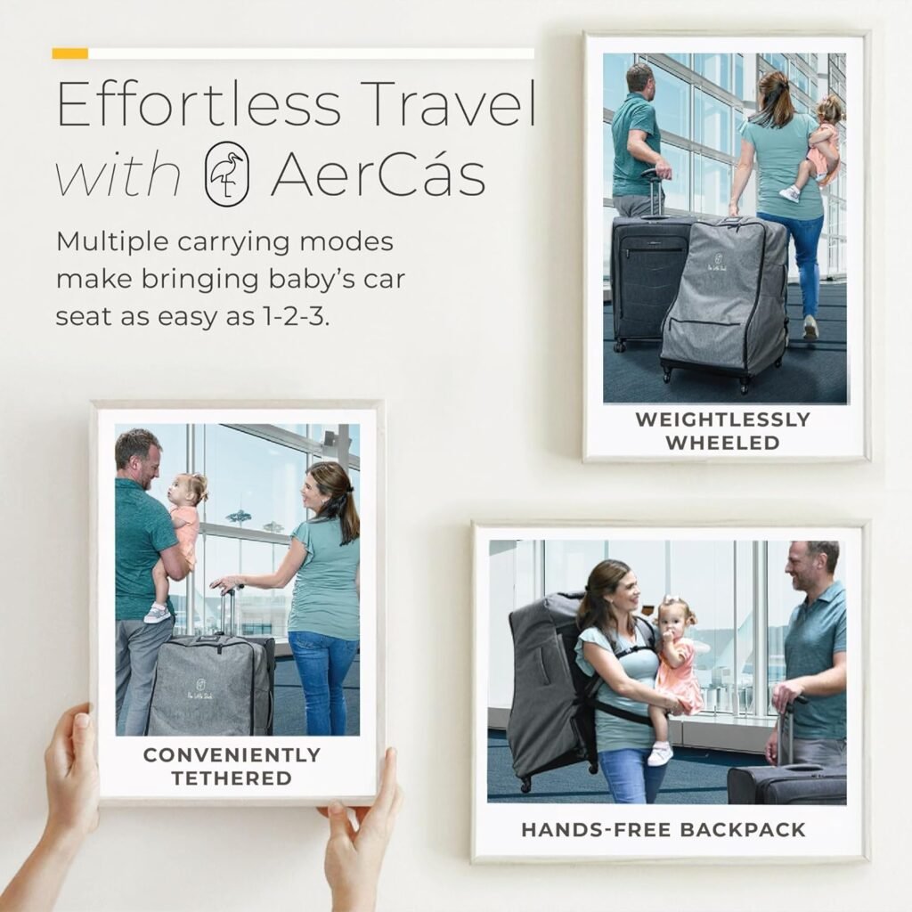 The Little Stork Car Seat Travel Bag With Wheels - 3 In 1 Padded Carseat Carrier Backpack With Extra Storage